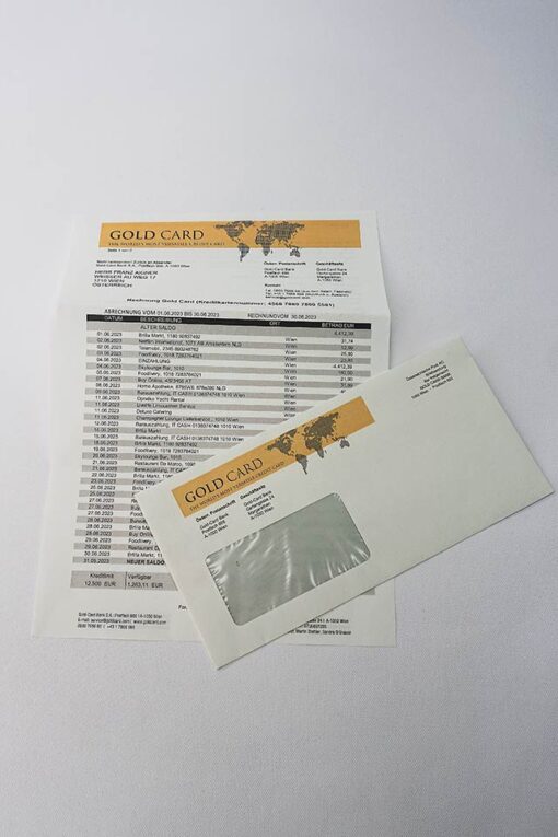 Kreditkartenabrechnung "Gold Card"