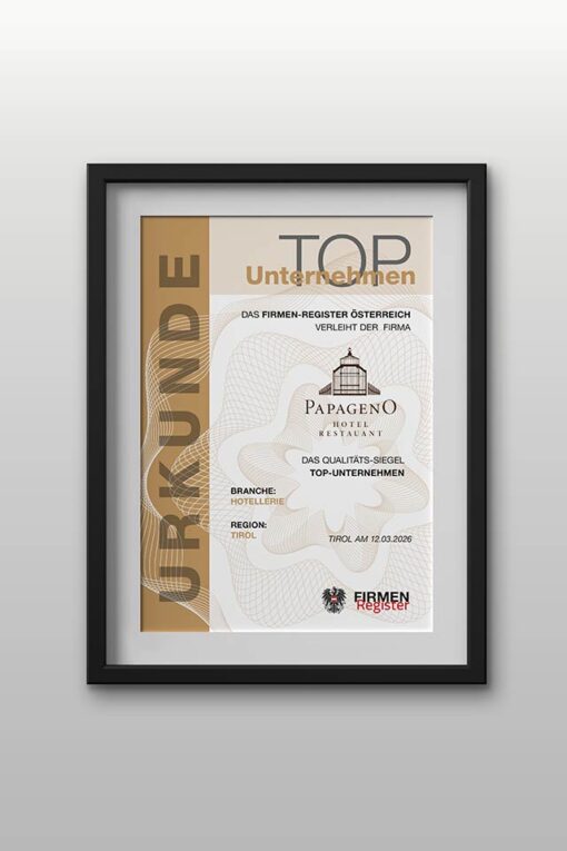 Urkunde "Top Unternehmen"