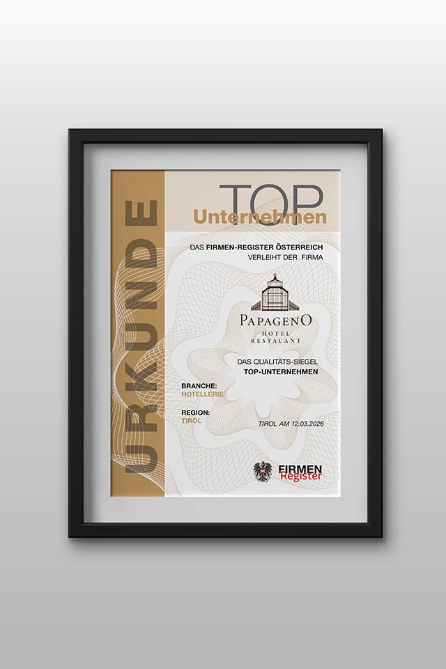 Urkunde "Top Unternehmen"