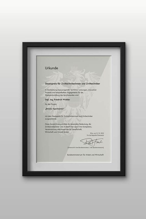 Urkunde "Staatspreis"