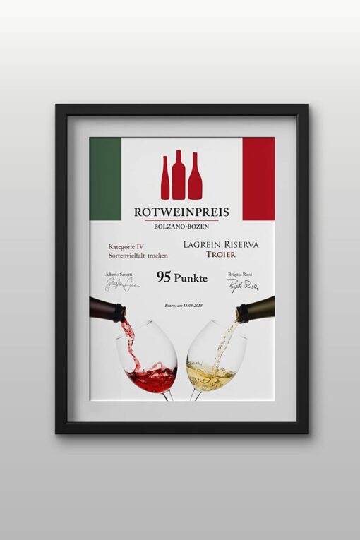 Urkunde "Rotweinpreis"